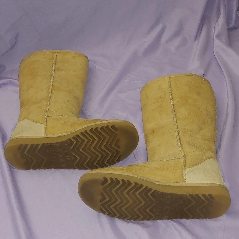 EUC UGG CLASSIC TALL TAN BOOTS * SIZE 8W * UGG BOOTS * FOLDABLE * KNEE HIGH - Picture 11 of 12